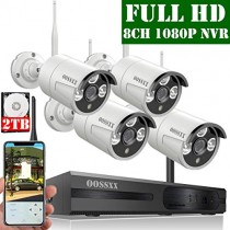 【2020 Update】 OOSSXX 8-Channel HD 1080P Wireless Security Camera System,4Pcs 1080P 2.0 Megapixel Wireless Indoor/Outdoor IR Bullet IP Cameras,P2P,App, HDMI Cord & 2TB HDD Pre-Install