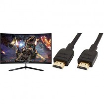 Sceptre 27" Curved 144Hz Gaming LED Monitor Edge-Less AMD FreeSync DisplayPort HDMI, Metal Black 2019 (C275B-144RN) & AmazonBasics High-Speed 4K HDMI Cable, 6 Feet, 1-Pack