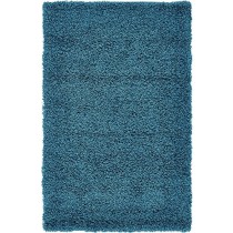 Unique Loom Solo Solid Shag Collection Modern Plush Turquoise Area Rug (3' 3 x 5' 3)