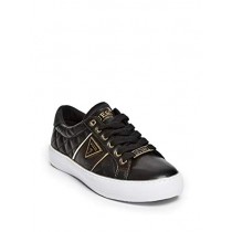 GUESS Factory Women's Gilda Quilted Leather Low-Top Sneakers Black