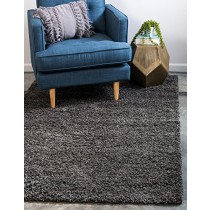 Unique Loom Solo Solid Shag Collection Modern Plush Graphite Gray Area Rug (3' 3 x 5' 3)