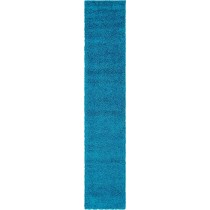 Unique Loom Solo Solid Shag Collection Modern Plush Turquoise Runner Rug (2' 6 x 13' 0)