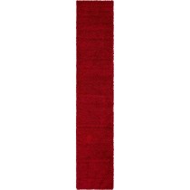 Unique Loom Solo Solid Shag Collection Modern Plush Cherry Red Runner Rug (2' 6 x 13' 0)