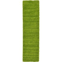 Unique Loom Solo Solid Shag Collection Modern Plush Grass Green Runner Rug (2' 6 x 10' 0)