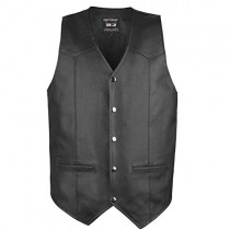 DEFY Men's Motorbike Vest Club Style Classic Genuine Leather Vest with Gun Pockets Full Solid Back (6XL)