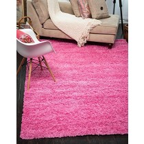 Unique Loom Solo Solid Shag Collection Modern Plush Taffy Pink Area Rug (3' 3 x 5' 3)