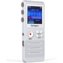 Digital Voice Activated Recorder by Dictopro- Easy HD Recording of Lectures and Meetings with Double Microphone, Noise Reduction Audio, Sound, Portable Mini Tape Dictaphone, MP3, USB, 8GB