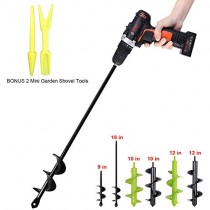 Auger Drill Bit Garden Plant Flower Bulb Auger Rapid Planter Bulb & Bedding Plant Auger for 3/8" Hex Drive Drill Earth Auger Drill Fence Post Hole Umbrella Digger(1.6" x 16.5", Black)