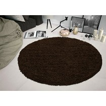Ottomanson SHG2768-ROUND Shag Collection Area Rug, 5'3" Round, Brown