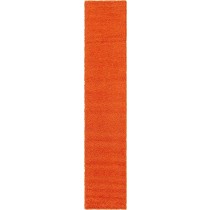 Unique Loom Solo Solid Shag Collection Modern Plush Tiger Orange Runner Rug (2' 6 x 13' 0)
