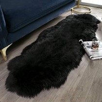Ashler Soft Faux Sheepskin Fur Chair Couch Cover Black Area Rug for Bedroom Floor Sofa Living Room 2 x 6 Feet