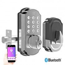 TURBOLOCK TL115 Smart Lock with Keypad and Voice Prompts | Digital Deadbolt w/App for Unlimited eKeys | Code Disguise, Backup Keys + Micro-USB Port - Ready for Thicker Doors (IP65) (Silver)
