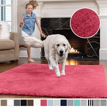 Gorilla Grip Original Faux-Chinchilla Area Rug, 3x5 Feet, Super Soft and Cozy High Pile Washable Carpet, Modern Rugs for Floor, Luxury Shag Carpets for Home, Nursery, Bed and Living Room, Hot Pink