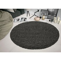 Sweet Home Stores COZY2764-ROUND Shaggy Rug, 5'3" Round, Charcoal Grey
