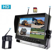 CAMONS Digital Wireless Backup Camera for RV, 9" Monitor Quad Split No Flicker, Built-in DVR, 120°HD Night Vision IP69 Waterproof Camera Rear/Side/Front with Mic &Remote Control