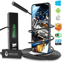 Endoscope Inspection Camera with Light iPhone Android - WiFi Sewer Camera Snake for Pipe Drain- USB Fiber Optic Mechanic Engine Bore Scope Wireless Flexible Cell Phone Endoscopic Lizard Cam Borescope