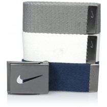 Nike Men's 3 Pack Golf Web Belt, White/Gray/Navy, One Size