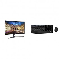 Samsung Electronics LC27F398FWNXZA Samsung Electronics C27F398 27" Curved Monitor & Logitech MK345 Wireless Combo - Full-Sized Keyboard with Palm Rest and Comfortable Right-Handed Mouse