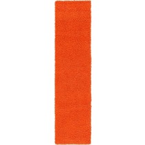Unique Loom Solo Solid Shag Collection Modern Plush Tiger Orange Runner Rug (2' 6 x 10' 0)