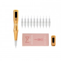 MERAKI II Wireless Permanent Make Up Machine - 5 Speed - Low Noise - 10 1RL Needle Included - Uses M3 Needle Cartridge (Machine, Meraki II - Gold) 