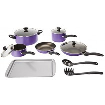 Farberware Dishwasher Safe Nonstick Aluminum 15-Piece Cookware Set, Purple