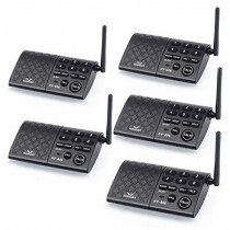 Hosmart Portable Wireless Intercom System，1/2Mile 6-Channel Security Wireless Intercom System for Home or Office [5 Stations Black] (Battery is not Included)