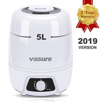 VillSure Cool Mist Humidifiers,5L Ultrasonic Humidifier for Large Rooms and Bedroom Babies,Whisper Quiet,Auto-Shutoff,Aromatherapy,360°Nozzle Vaporizer,14-50 Hours Working Time(White)