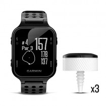 Garmin Approach S20 Bundle, GPS Golf Watch with Step Tracking and Preloaded Courses, Includes Three CT10 Club Trackers, Black