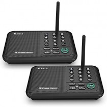 Qniglo Wireless Intercom System 10 Channel 1/2 Mile Long Range FM Wireless Intercoms for Home, Office, Business (2 Stations, Black)