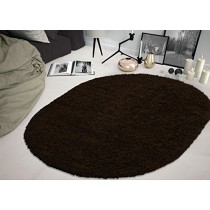 Sweet Home Stores Cozy Shag Collection Solid Shag Rug, 5'3"X7' Oval , Brown Color