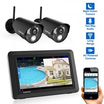 CasaCam VS802 Wireless Security Camera System with 7" Touchscreen and HD Nightvision Cameras, AC Powered (2-cam kit)