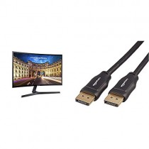 Samsung Electronics LC27F398FWNXZA Samsung Electronics C27F398 27" Curved Monitor & AmazonBasics DisplayPort to DisplayPort HD Display Cable - 6 Feet