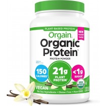 Orgain Organic Vegan Protein Powder, Vanilla Bean - 21g Plant Protein, 6g Prebiotic Fiber, No Lactose Ingredients, No Added Sugar, Non-GMO, For Shakes & Smoothies, 2.03 lb (Packaging May Vary)