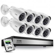 ZOSI 1080p 16 Channel Security Camera System,1080N 16 Channel DVR with Hard Drive 2TB and 8 x 1080p Weatherproof Home Surveillance CCTV Bullet Camera Outdoor Indoor with Night Vision