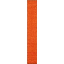 Unique Loom Solo Solid Shag Collection Modern Plush Tiger Orange Runner Rug (2' 6 x 16' 5)