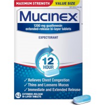 Mucinex Chest Congestion Maximum Strength 12 Hour Extended Release Tablets Relieves Chest Congestion Caused by Excess Mucus(#1 Doctor Recommended OTC expectorant), 1200mg, 42 Count (Pack of 1)