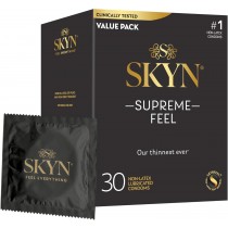 SKYN Supreme Feel Non-Latex Condoms, 30 Count, Ultra-Thin & Pre-Lubricated for a Natural, Smooth Fit