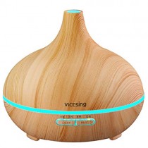 VicTsing Essential Oil Diffuser, 300ml Oil Diffuser with 7 Color Lights and 4 Timer, Aromatherapy Diffuser with Auto Shut-off Function, Cool Mist Humidifier BPA-Free for Bedroom Home -Wood Grain