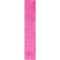 Unique Loom Solo Solid Shag Collection Modern Plush Taffy Pink Runner Rug (2' 6 x 13' 0)