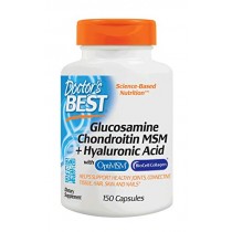 Doctor's Best Glucosamine Chondroitin MSM + Hyaluronic Acid with OptiMSM & BioCell Collagen, Joint Support, Non-GMO, Gluten Free, Soy Free, 150 Caps