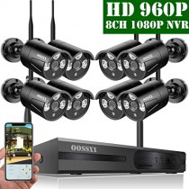 【2019 Update】 OOSSXX HD 1080P 8-Channel Wireless Security Camera System,8 pcs 960P 1.3 Megapixel Wireless Weatherproof Bullet IP Cameras,Plug Play,70FT Night Vision,P2P,App, No Hard Drive