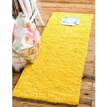 Unique Loom Solo Solid Shag Collection Modern Plush Tuscan Sun Yellow Runner Rug (2' 6 x 16' 5)