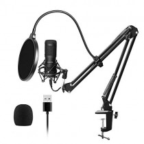 USB Streaming Podcast PC Microphone, SUDOTACK professional 192KHZ/24Bit Studio Cardioid Condenser Mic Kit with sound card Boom Arm Shock Mount Pop Filter, for Skype YouTuber Karaoke Gaming Recording