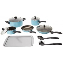 Farberware Dishwasher Safe Nonstick 15-Piece Cookware Set, Aqua