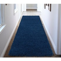 Ottomanson SHG2866-2X5 Shag Collection Area Rug, 20" x 59", Navy Blue