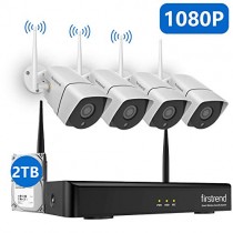 1080P Wireless Security Camera System, Firstrend 8CH Wireless NVR System with 4pcs 1080P Security IP Camera and 2TB Hard Drive Pre-Installed, 65ft Night Vision and Easy Remote Monitoring
