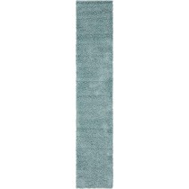 Unique Loom Solo Solid Shag Collection Modern Plush Light Slate Blue Runner Rug (2' 6 x 13' 0)