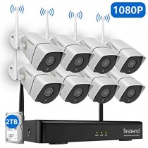 [Newest] 1080P Security Camera System Wireless, Firstrend 8CH Wireless Camera System with 8pcs 1080P HD Security Camera and 2TB Hard Drive Pre-Installed,P2P Wireless Security System Outdoor