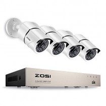 ZOSI 8CH 1080P Security Camera System,H.265+ 1080P 8Channel HD-TVI DVR and 4Pcs 1920TVL Outdoor Indoor Weatherproof CCTV Surveillance Camera with 120ft Night Vision, Motion Alert,No Hard Drive