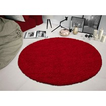 Ottomanson SHG2760-ROUND Shag Collection Area Rug, 5'3" Round, Red